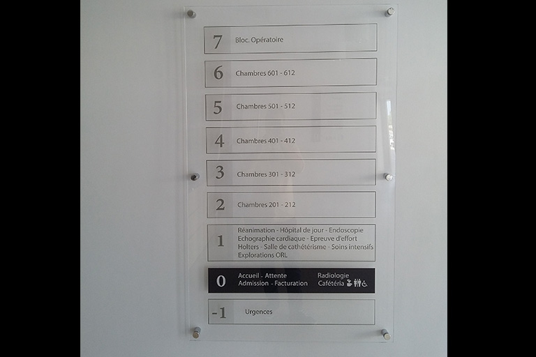 Signalétique directionnelle Myron International Clinic